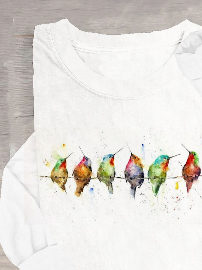 Lässig Lustig Vogel Kunst Print T-Shirt