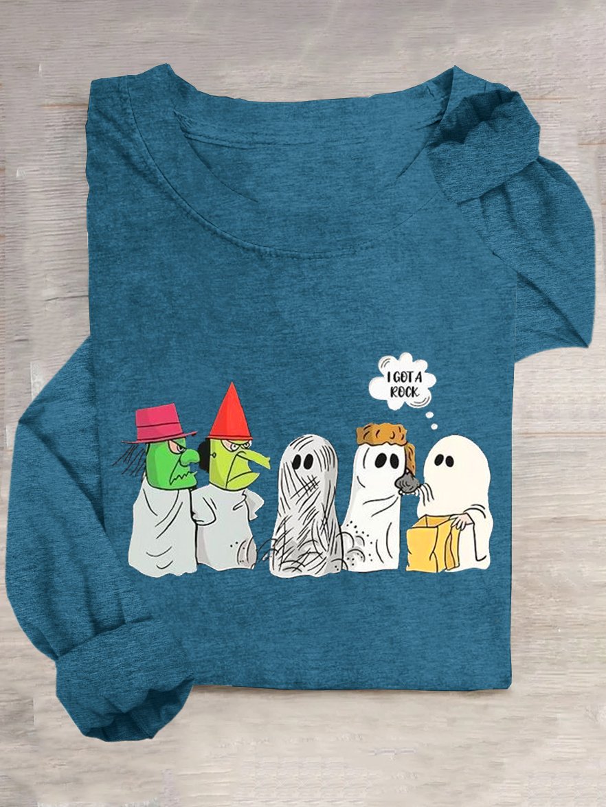 Lässig Weit Halloween Rundhals T-Shirt