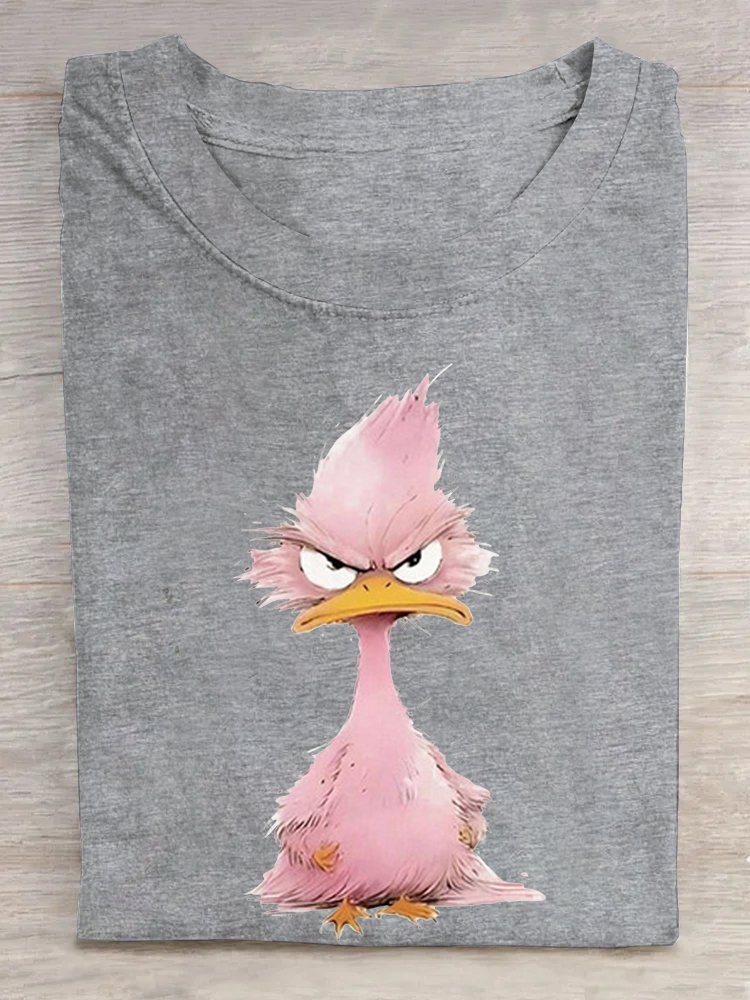 Lässig Weit Rundhals Ente T-Shirt